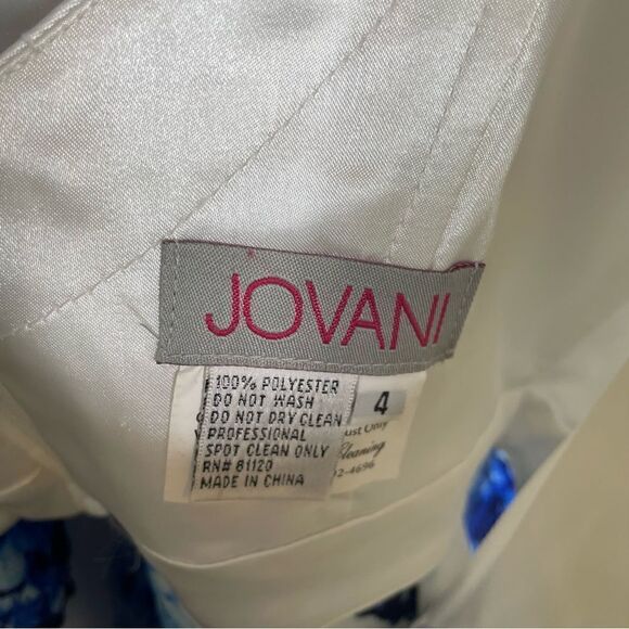 NWT Jovani White Royal Blue Floral Two Piece 2 Event Prom Dress 4 Full Length - Picture 8 of 10